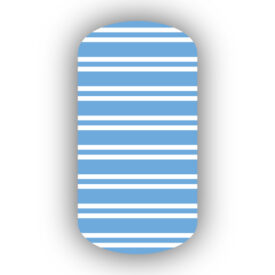 Light Blue with White Horizontal Pinstriped Nail Wraps