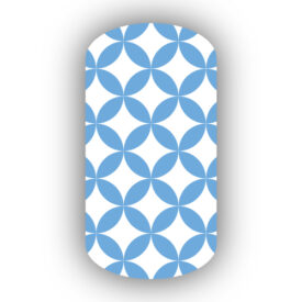 Light Blue & White Interlocking Circles Nail Wraps