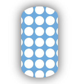 Light Blue with White Large Polka Dots Nail Wraps