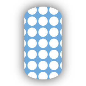 Light Blue with White Large Polka Dots Nail Wraps