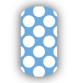 Light Blue with White Retro Polka Dots Nail Wraps