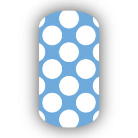 Light Blue with White Retro Polka Dots Nail Wraps