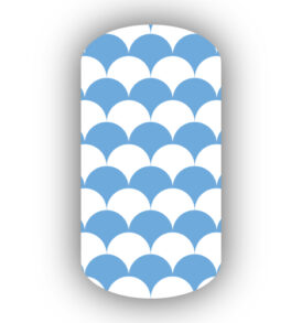 White & Light Blue Scallop Nail Wraps