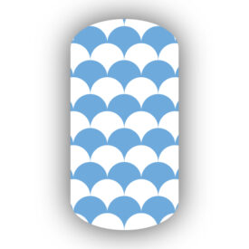 White & Light Blue Scallop Nail Wraps