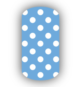 Light Blue with White Small Polka Dots Nail Wraps
