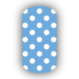 Light Blue with White Small Polka Dots Nail Wraps