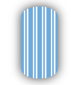 Light Blue with White Vertical Pinstriped Nail Wraps