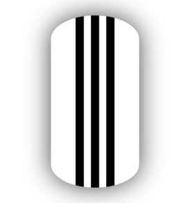 White with Three Black Vertical Stripes Nail Wraps