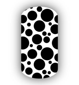 White with Black Bubbles Nail Wraps