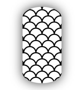 White with Black Fish Scales Nail Wraps