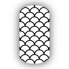 White with Black Fish Scales Nail Wraps