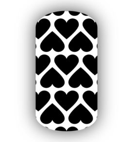 White with Black Hearts Nail Wraps