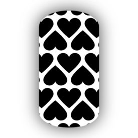 White with Black Hearts Nail Wraps