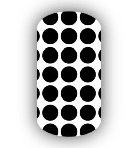 White with Black Large Polka Dots Nail Wraps