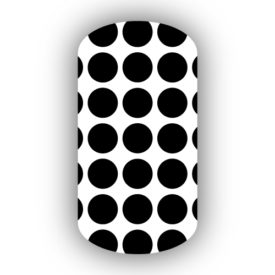 White with Black Large Polka Dots Nail Wraps