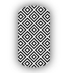 White with Layered Squares Nail Wraps