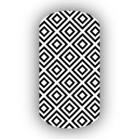 White with Layered Squares Nail Wraps