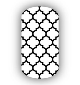 White & Black Moroccan Tile Nail Wraps