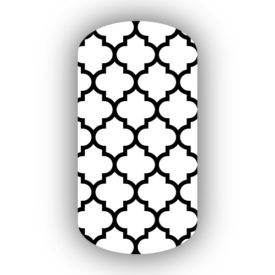 White & Black Moroccan Tile Nail Wraps