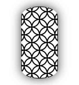 White with Black Overlapping Circles Nail Wraps
