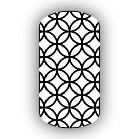 White with Black Overlapping Circles Nail Wraps