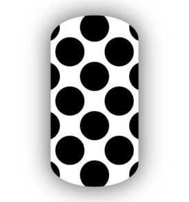 White with Black Retro Polka Dots Nail Wraps