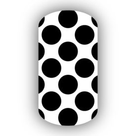 White with Black Retro Polka Dots Nail Wraps