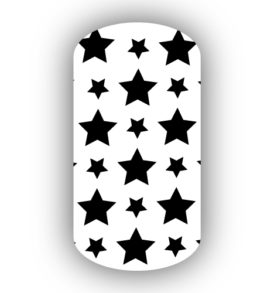 White with Black Stars Nail Wraps