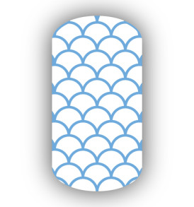 White with Light Blue Fish Scales Nail Wraps