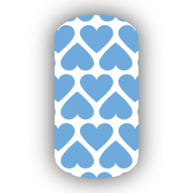 White with Light Blue Hearts Nail Wraps