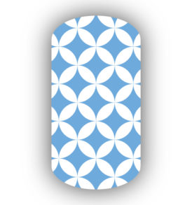 White & Light Blue Interlocking Circles Nail Wraps