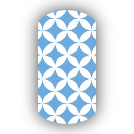 White & Light Blue Interlocking Circles Nail Wraps