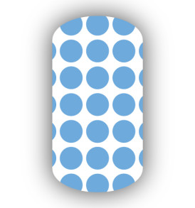 White with Light Blue Large Polka Dots Nail Wraps