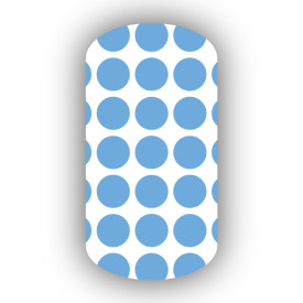 White with Light Blue Large Polka Dots Nail Wraps