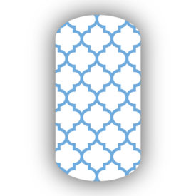 White & Light Blue Moroccan Tile Nail Wraps