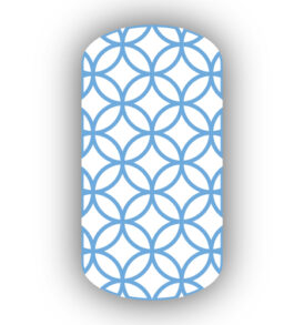 White with Light Blue Overlapping Circles Nail Wraps