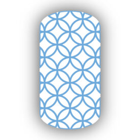 White with Light Blue Overlapping Circles Nail Wraps
