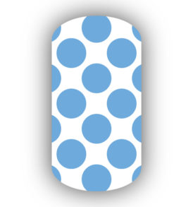 White with Light Blue Retro Polka Dots Nail Wraps