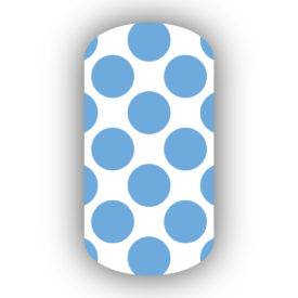 White with Light Blue Retro Polka Dots Nail Wraps