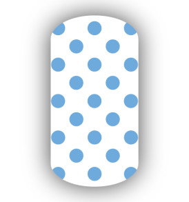 White with Light Blue Small Polka Dots Nail Wraps