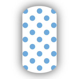 White with Light Blue Small Polka Dots Nail Wraps