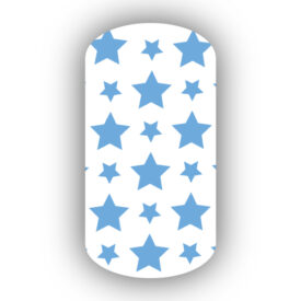 White with Light Blue Stars Nail Wraps