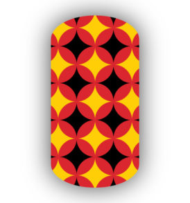 Red, Black & Gold Interlocking Circles Nail Wraps