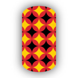 Red, Black & Gold Interlocking Circles Nail Wraps