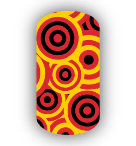 Red, Black & Gold Bullseye Nail Wraps