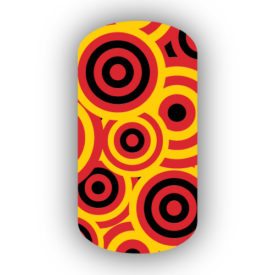 Red, Black & Gold Bullseye Nail Wraps