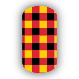 Red with Black & Gold Checkered Nail Wraps