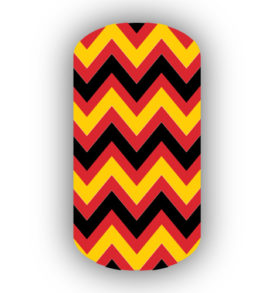 Red, Black & Gold Chevron Nail Wraps