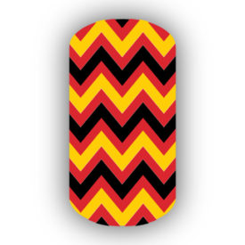 Red, Black & Gold Chevron Nail Wraps