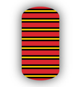 Red, Black & Gold Horizontal Pinstriped Nail Wraps